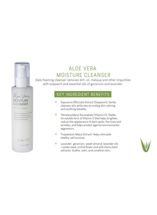 DEVITA - Aloe Vera Moisture Cleanser For Face With Aloehyplex Vegan Aging Defying Face Wash For Normal Dry Oily Acne Combination Or Sensitive Skin 5.0Fl Oz - Image 1