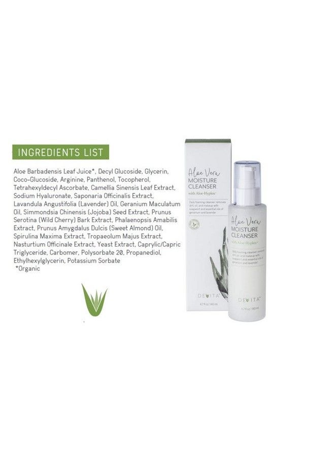 DEVITA - Aloe Vera Moisture Cleanser For Face With Aloehyplex Vegan Aging Defying Face Wash For Normal Dry Oily Acne Combination Or Sensitive Skin 5.0Fl Oz - Image 1