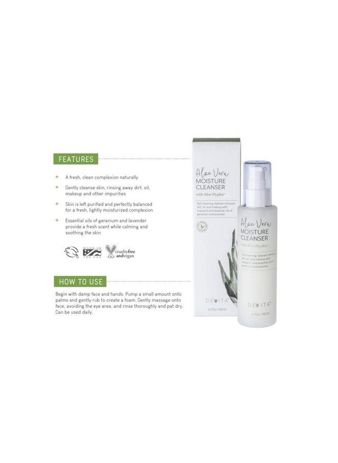 DEVITA - Aloe Vera Moisture Cleanser For Face With Aloehyplex Vegan Aging Defying Face Wash For Normal Dry Oily Acne Combination Or Sensitive Skin 5.0Fl Oz - Image 1