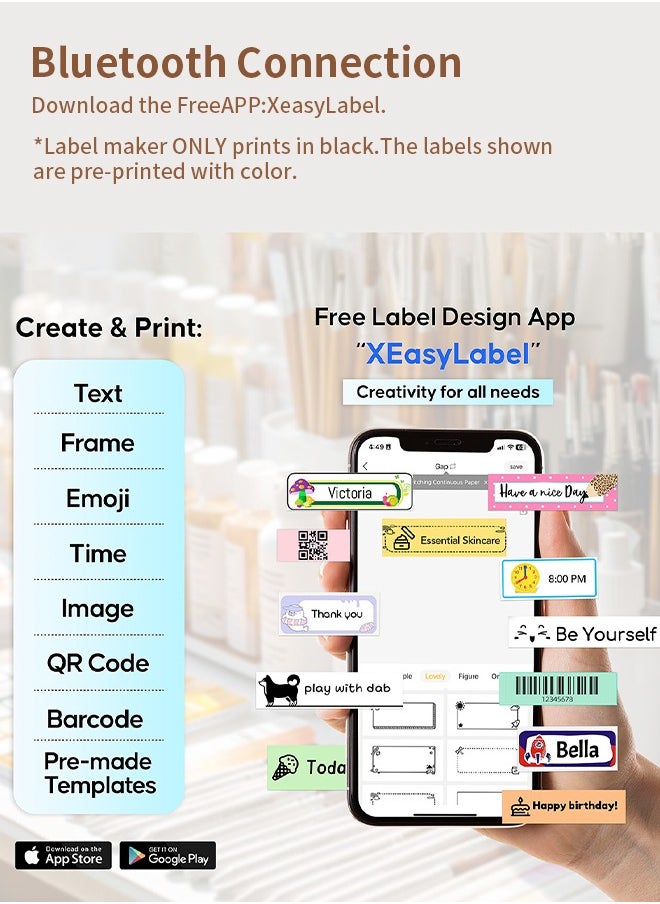 Generic - Portable Label Printer, Wireless Bluetooth Thermal Printer with Label Paper, Support iOS and Android - Image 1