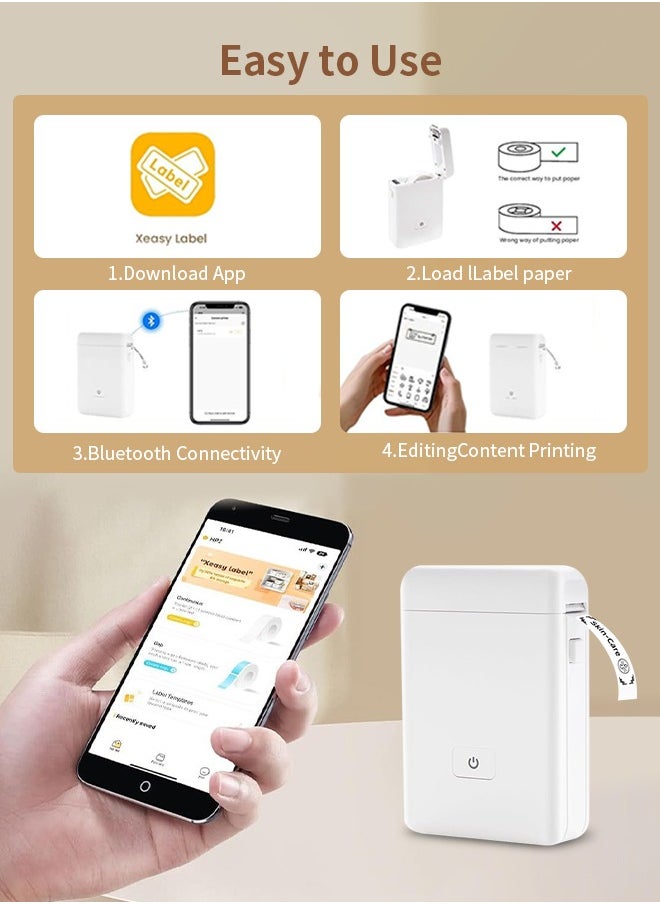 Generic - Portable Label Printer, Wireless Bluetooth Thermal Printer with Label Paper, Support iOS and Android - Image 1