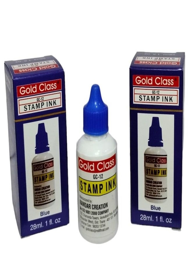 Gold Class Stamp Ink for Self Ink and Reinking for All Stampads(28ml) (Blue, Pack of 2) - Image 1
