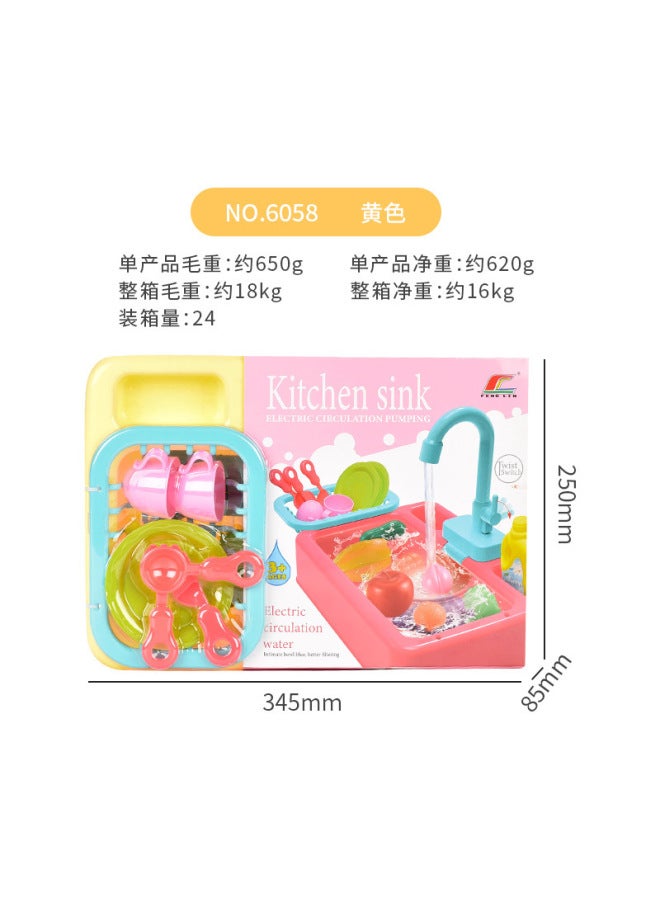 Fenglin Shake The Sound Of The Same Simulation Dishwasher Children Play House Early Education Kitchen Tableware Electric Circulation Water Washing Table - Image 1