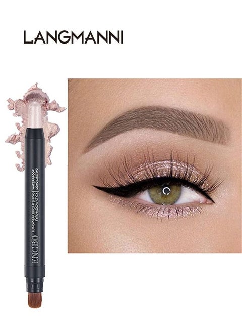 Cream Eyeshadow Stick, Eyeshadow Stick for Eyes Makeup, Long Lasting and Waterproof Eye Shadow Pencil, Brighter Eye Shadow Pencil Crayon, Smooth Shimmer Eyeshadow Stick with Soft Brush