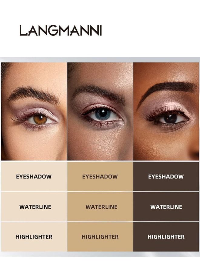 LANGMANNI - Cream Eyeshadow Stick, Eyeshadow Stick for Eyes Makeup, Long Lasting and Waterproof Eye Shadow Pencil, Brighter Eye Shadow Pencil Crayon, Smooth Shimmer Eyeshadow Stick with Soft Brush - Image 1