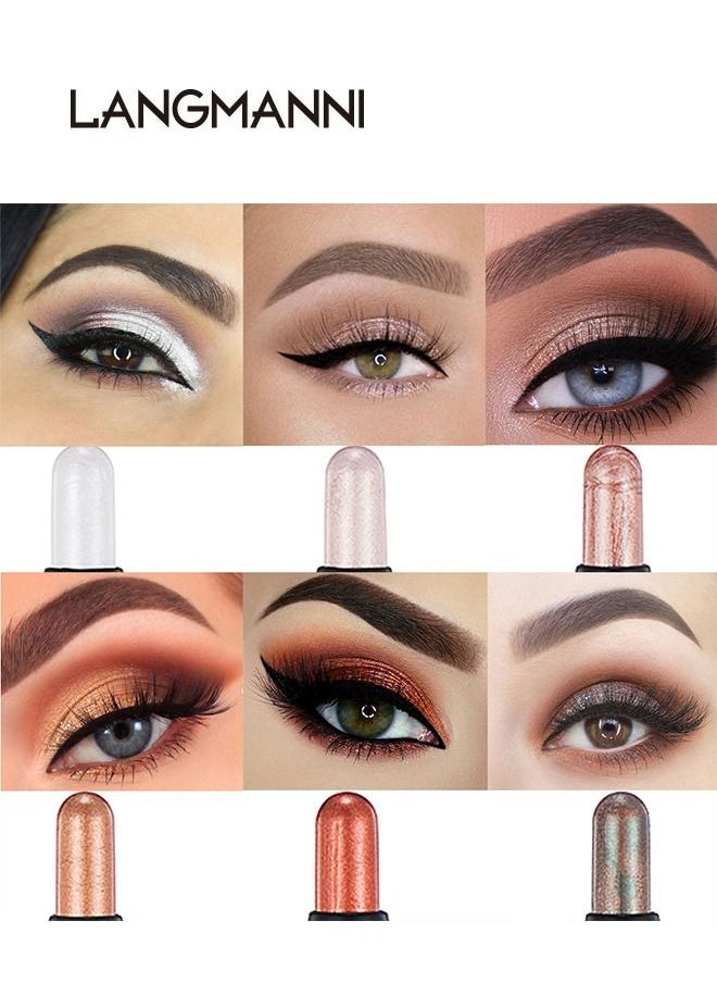 LANGMANNI - Cream Eyeshadow Stick, Eyeshadow Stick for Eyes Makeup, Long Lasting and Waterproof Eye Shadow Pencil, Brighter Eye Shadow Pencil Crayon, Smooth Shimmer Eyeshadow Stick with Soft Brush - Image 1