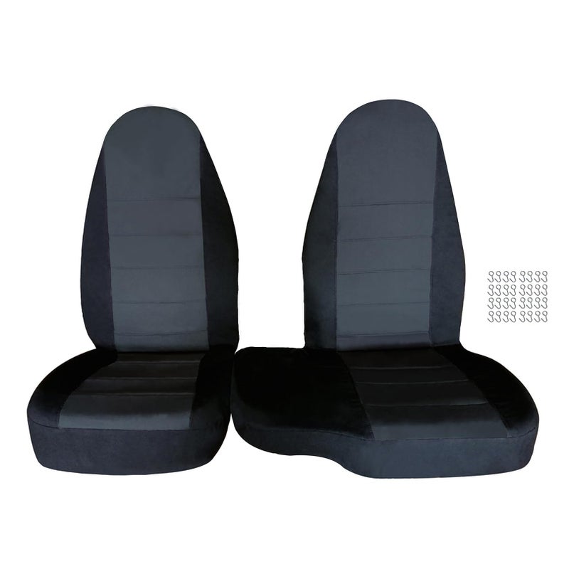 Jecoupoon Front Driver Passenger Side Seat Covers for 60/40 Seats Compatible with Ranger 1998 1999 2000 2001 2002 2003 Cotton blk-Charcoal Seat Cover - Image 1