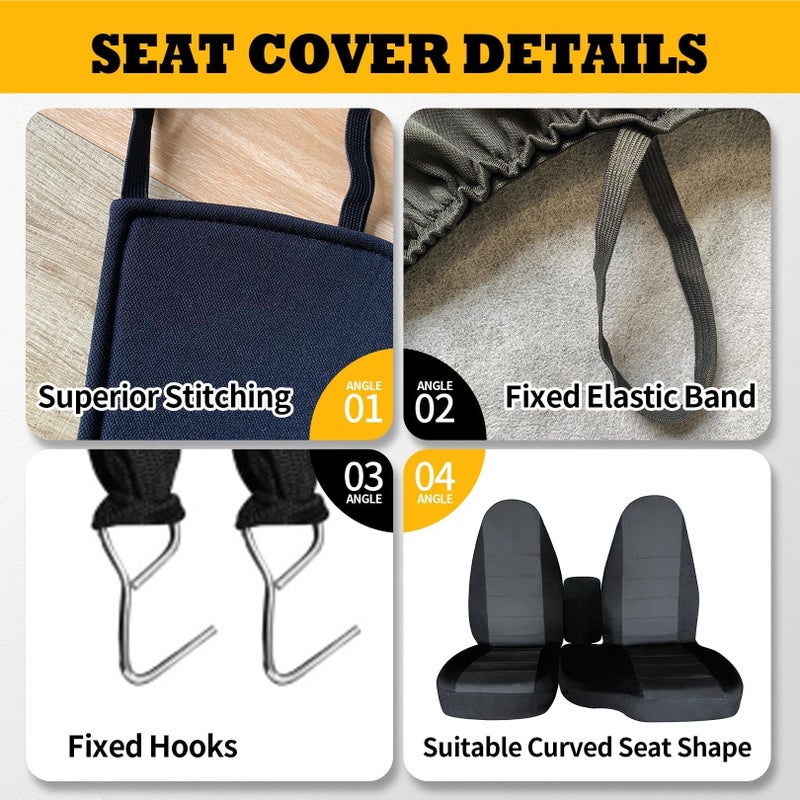 Jecoupoon Front Driver Passenger Side Seat Covers for 60/40 Seats Compatible with Ranger 1998 1999 2000 2001 2002 2003 Cotton blk-Charcoal Seat Cover - Image 3