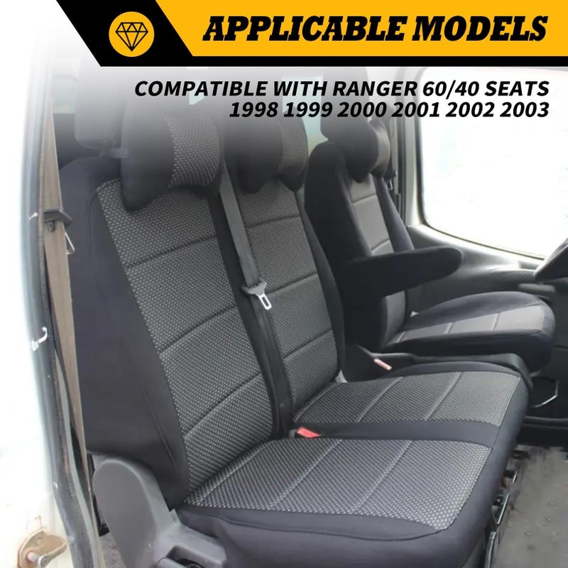 Jecoupoon Front Driver Passenger Side Seat Covers for 60/40 Seats Compatible with Ranger 1998 1999 2000 2001 2002 2003 Cotton blk-Charcoal Seat Cover - Image 5