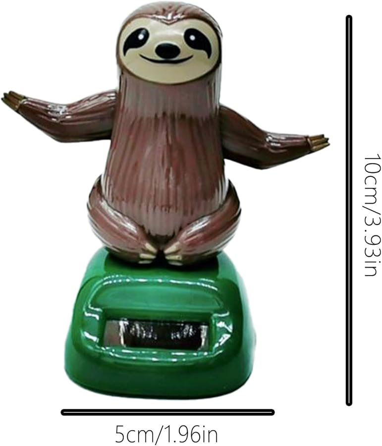 Solar Powered Swinging Smiling Sloth Car Dashboard Decor Weather Resistant - Image 5