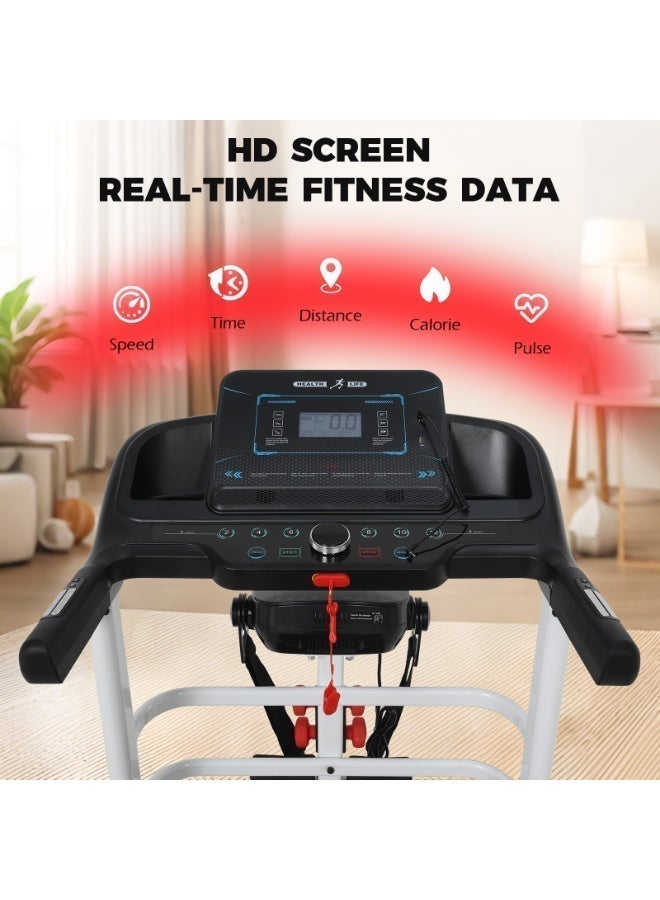 هيلث لايف V4000NM-جهاز مشي كهربائي قابل للطي متعدد الوظائف موتور DC 4.0 حصان شاشة LCD، 140 كجم، أسود/أبيض - Image 5