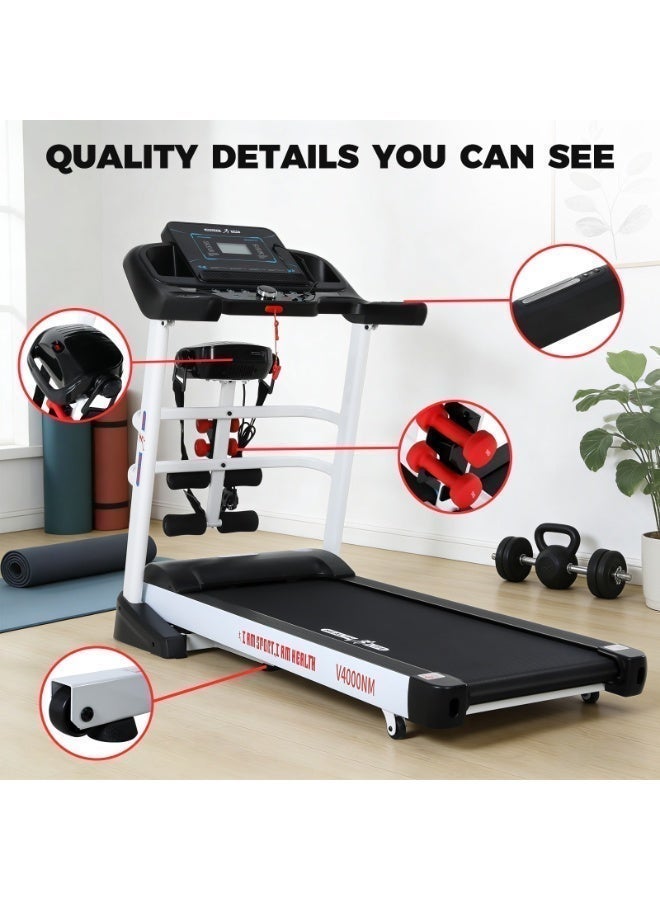 هيلث لايف V4000NM-جهاز مشي كهربائي قابل للطي متعدد الوظائف موتور DC 4.0 حصان شاشة LCD، 140 كجم، أسود/أبيض - Image 4