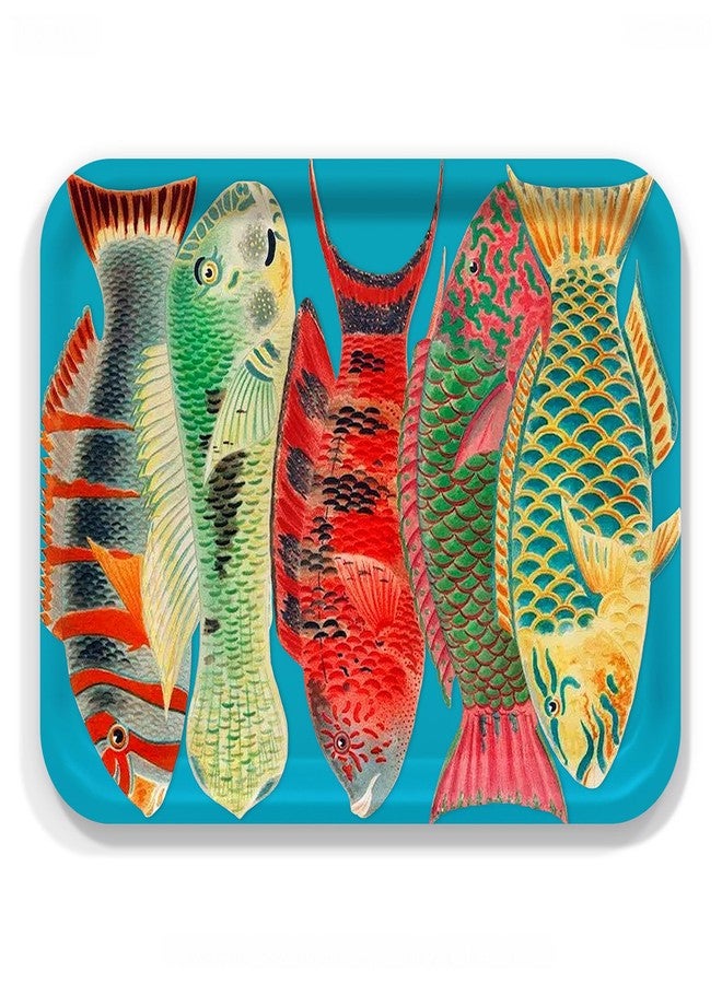 Caskata Rainbow Fish Large Rectangular Tray | Birchwood and Wipeable Melamine | Perfect for Home, Entertaining, Gifts | Multicolor, 16.5W X 12.5L - Image 1