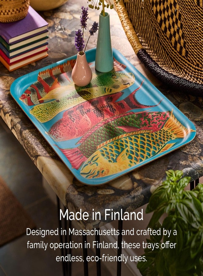 Caskata Rainbow Fish Large Rectangular Tray | Birchwood and Wipeable Melamine | Perfect for Home, Entertaining, Gifts | Multicolor, 16.5W X 12.5L - Image 5