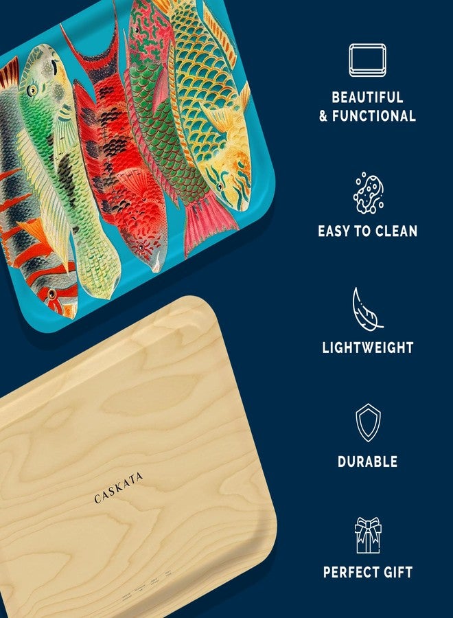 Caskata Rainbow Fish Large Rectangular Tray | Birchwood and Wipeable Melamine | Perfect for Home, Entertaining, Gifts | Multicolor, 16.5W X 12.5L - Image 3