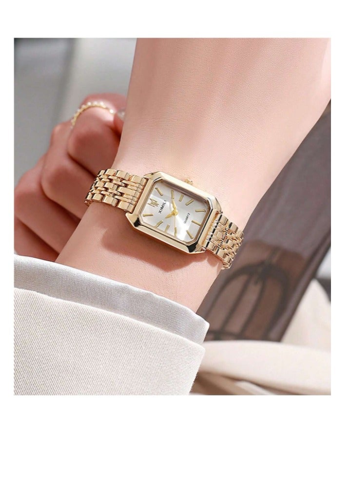 QUARTZ Creative women's quartz watch with a small Roman scale dial and a metal chain strap. Suitable as gifts. - Image 2