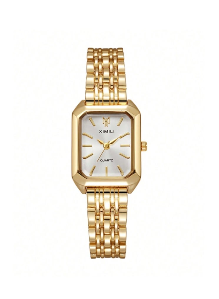 QUARTZ Creative women's quartz watch with a small Roman scale dial and a metal chain strap. Suitable as gifts. - Image 1