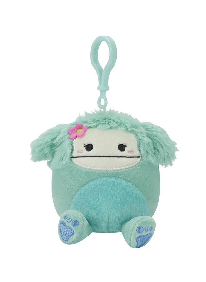 Squishmallows Joelle The Teal Bigfoot With Flower Pin Clip On Plush - 3.5"  - Image 1