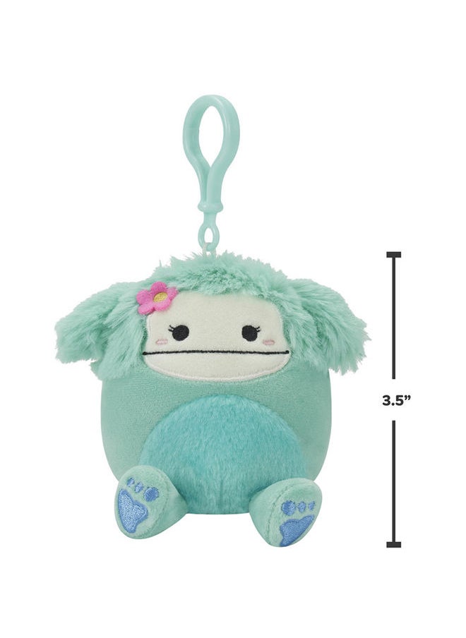 Squishmallows Joelle The Teal Bigfoot With Flower Pin Clip On Plush - 3.5"  - Image 4