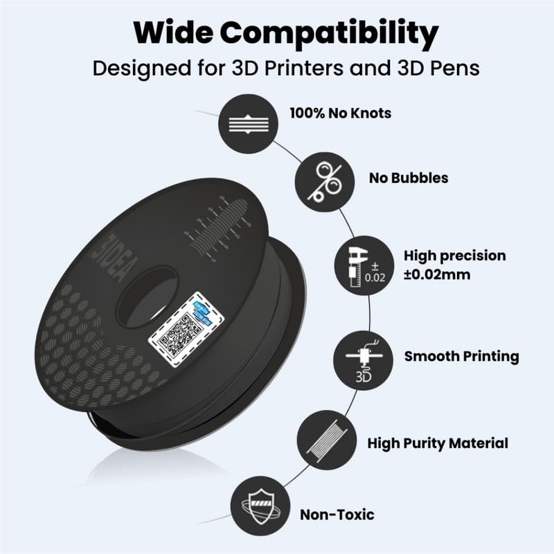 3Idea Premium PLA+ Black 3D Printer Filament 1.75mm Dimensional Accuracy +/- 0.03mm Net Weight -750 Grams - Image 2