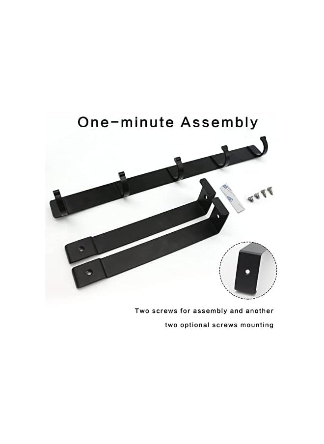 PROMASS promass Over Door Hook Door Hanger 2 Packs of 5-Hook Over The Door Hangers Heavy Duty Storage Door Hooks for Bedroom, Clothes Bags Hats Towels Hanging (Black 2 Packs)  - Image 2