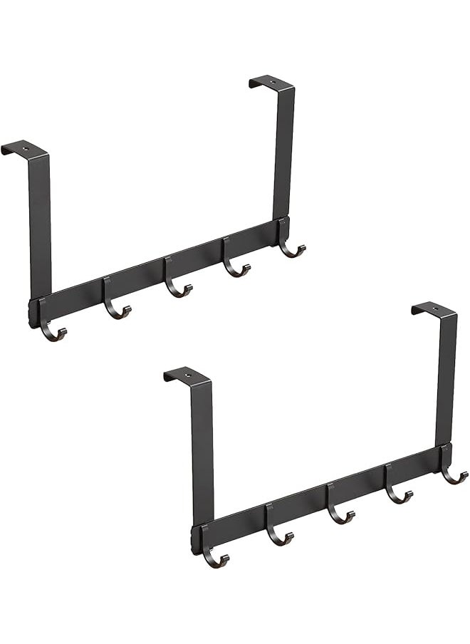 PROMASS promass Over Door Hook Door Hanger 2 Packs of 5-Hook Over The Door Hangers Heavy Duty Storage Door Hooks for Bedroom, Clothes Bags Hats Towels Hanging (Black 2 Packs)  - Image 1