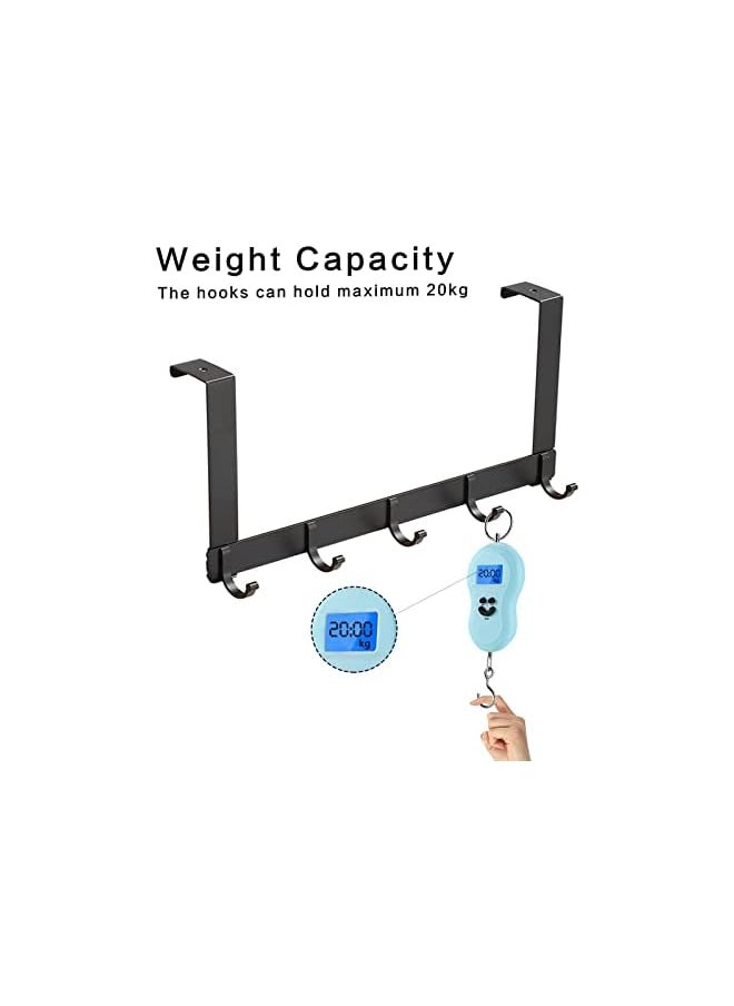 PROMASS promass Over Door Hook Door Hanger 2 Packs of 5-Hook Over The Door Hangers Heavy Duty Storage Door Hooks for Bedroom, Clothes Bags Hats Towels Hanging (Black 2 Packs)  - Image 5