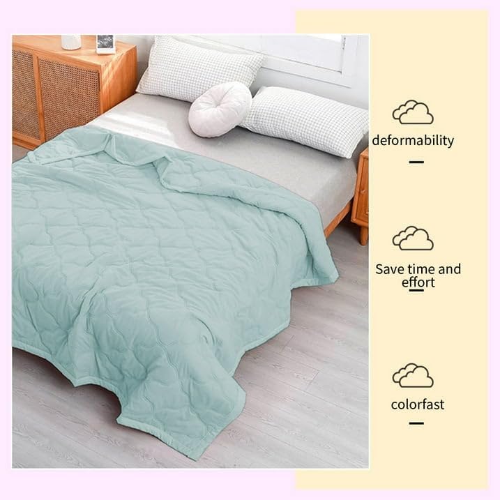 Green Summer Quilts, 100 * 150cm Thin, Light Weight Coverlet for Summer, Breathable, Cool & Comfortable,Soft Comfortable Quilts for Bed, Machine Washable,1 Piece - Image 4