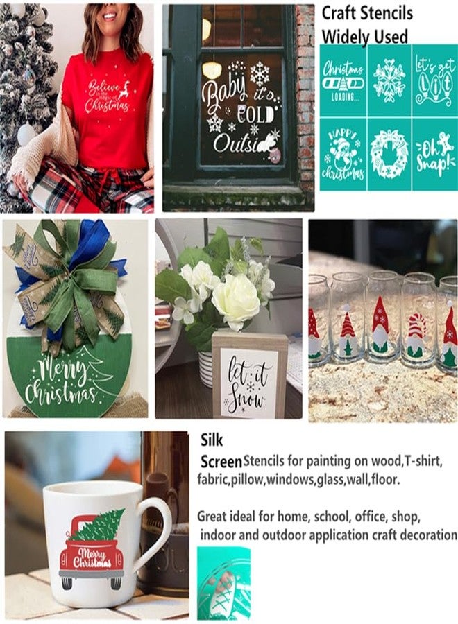 JAJADO Merry Christmas Silk Screen Stencils Elk Deer Xmas Holiday Reusable Silk Screen Transfers Screen Printing Stencils for Painting on Wood/Mup/Windows/Door, DIY Chrismtas Ornaments - Image 2