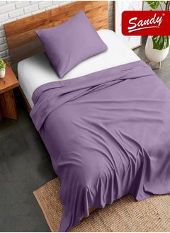 Sandy Sandy Premium Hotel Quality Flat Sheet and Pillow Case, Bed Sheet 2 Pieces Set, Soft & Breathable and Cooling, Extra Twin Size 243 x 167 cm, Lilac  - Image 1