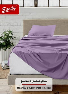Sandy Sandy Premium Hotel Quality Flat Sheet and Pillow Case, Bed Sheet 2 Pieces Set, Soft & Breathable and Cooling, Extra Twin Size 243 x 167 cm, Lilac  - Image 2