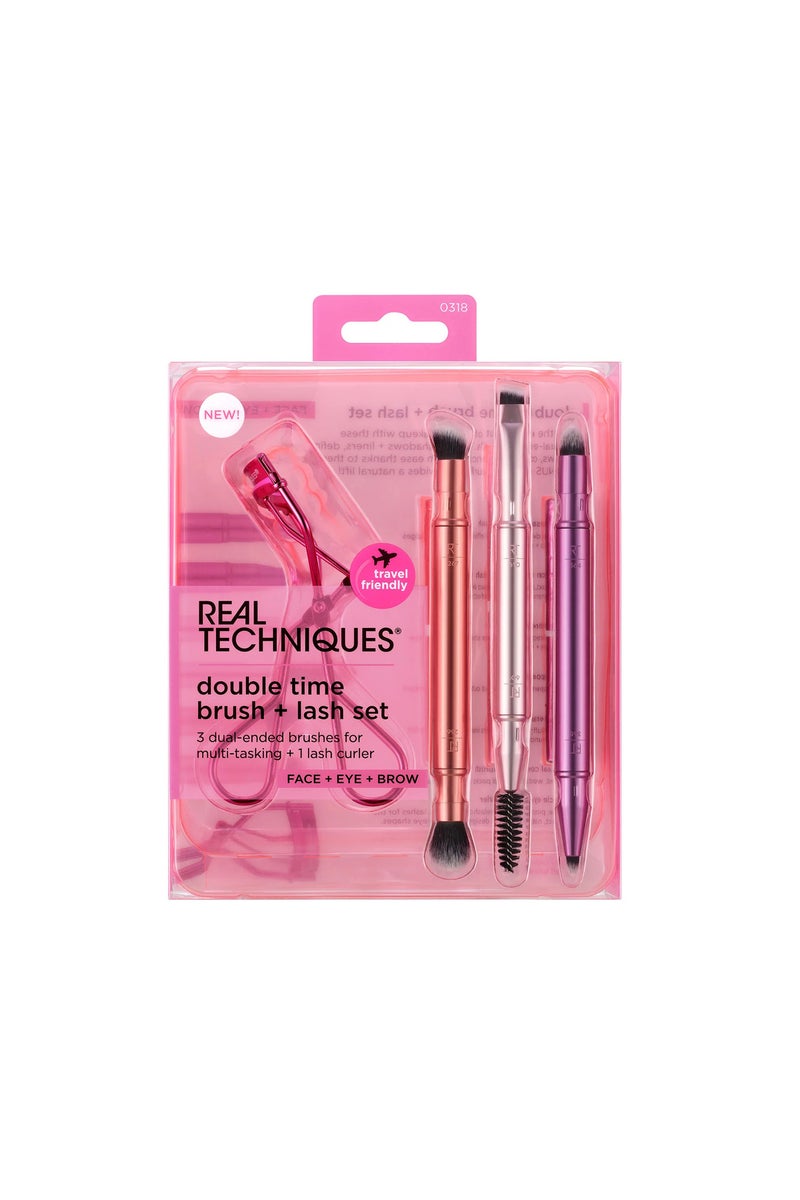 REAL TECHNIQUES Double Time Brush + Lash Kit, 4 Piece Set - Image 1