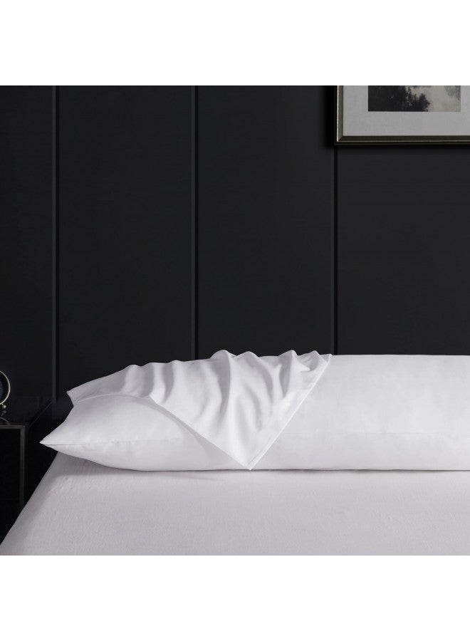 Leeden 100% Cotton Body Pillow Cover, 800 Thread Count 21x54 Soft Breathable Long Body Pillow Pillowcase, White  - Image 2
