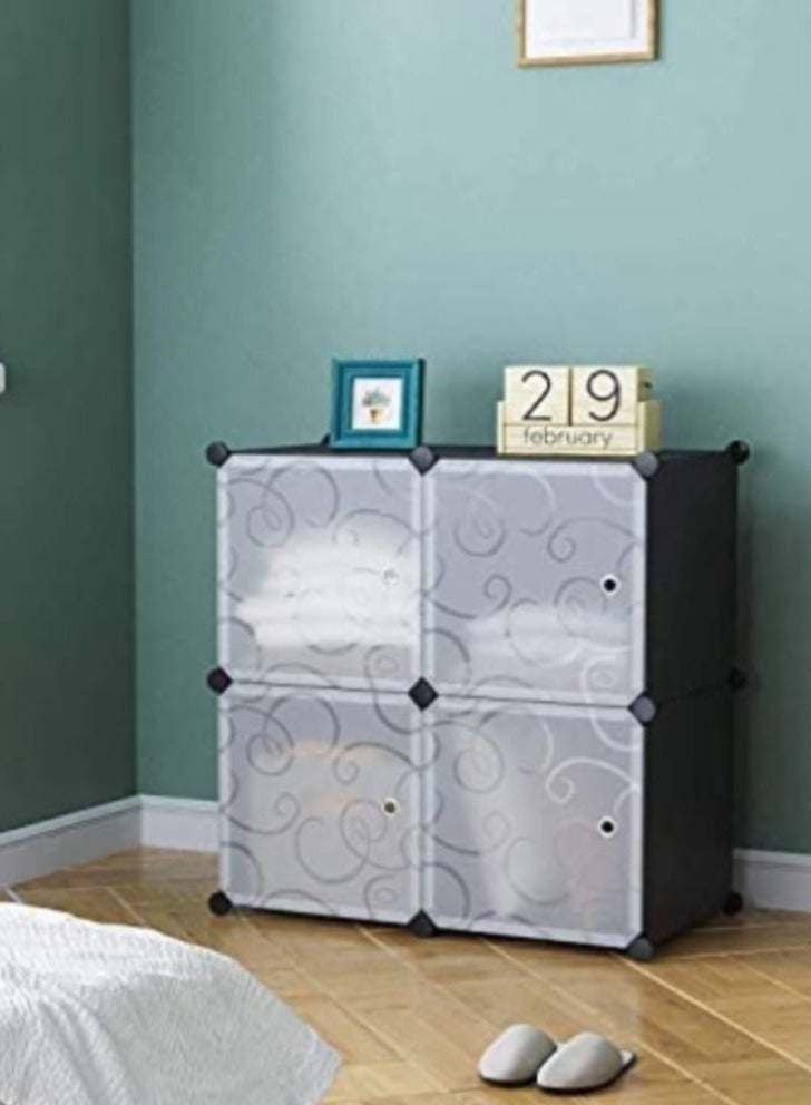 4 Cube Wardrobe Flower Cabinets for Bedroom and children Room Decoration - Black - Image 3