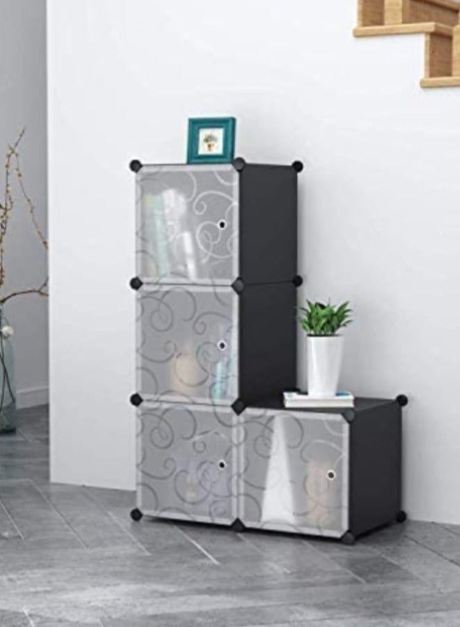4 Cube Wardrobe Flower Cabinets for Bedroom and children Room Decoration - Black - Image 4