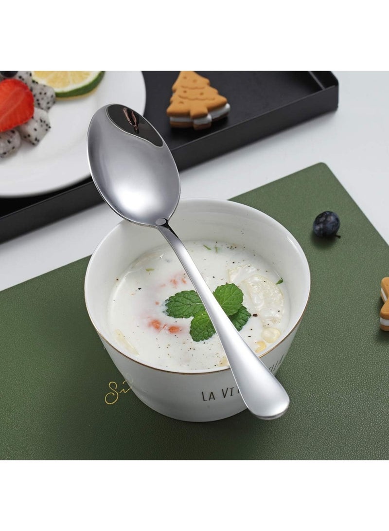 ZedAura Dinner Spoons, 6 Pieces 7.5" Stainless Steel Table Spoon, Soup Spoons, Dessert Spoons Sliverware Dishwasher Safe Set of 6 - Image 4