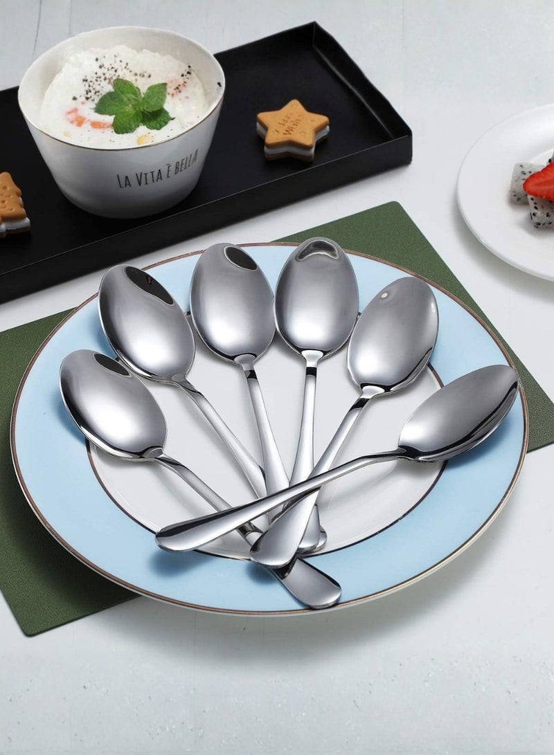 ZedAura Dinner Spoons, 6 Pieces 7.5" Stainless Steel Table Spoon, Soup Spoons, Dessert Spoons Sliverware Dishwasher Safe Set of 6 - Image 3