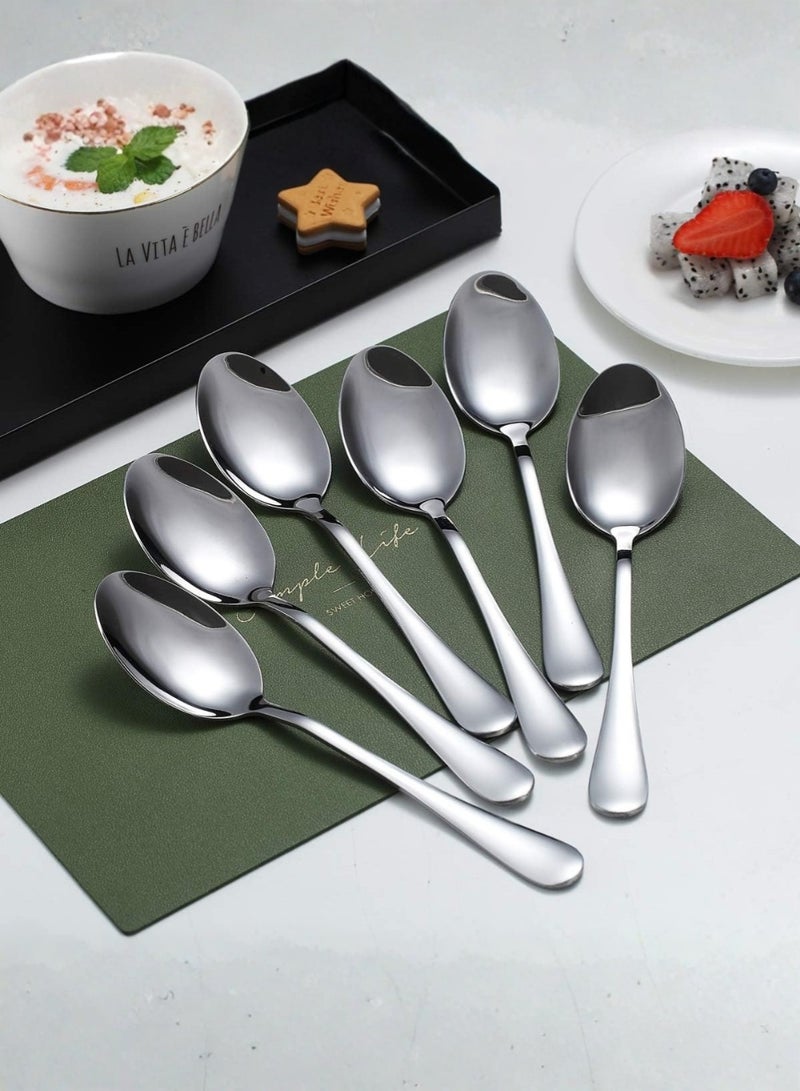 ZedAura Dinner Spoons, 6 Pieces 7.5" Stainless Steel Table Spoon, Soup Spoons, Dessert Spoons Sliverware Dishwasher Safe Set of 6 - Image 2