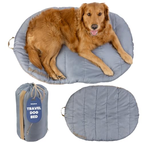 rubyloo Travel Dog Bed 42 x 30 Foldable Packable for Travel Road Trip Camping Lightweight Water Resistant Cozy Soft Padding Compact Portable Machine Washable Medium Large Breeds Grey - Image 1