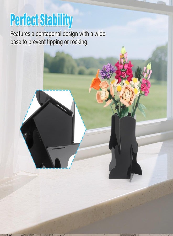 JAYOBGO Vase for Lego Flowers, Acrylic Vase Roses Orchid Tulips Display Stand fit for Lego Flower Bouquet Building Sets for Botanical Collection Gift, Black - Image 4