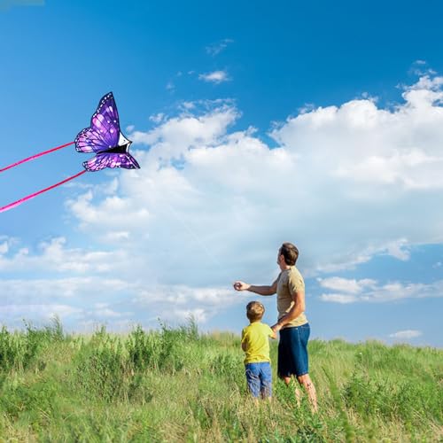Flying Hoofer Large Butterfly Kite for Adults and Kids Ages 4-8 & 8-12 Easy to Fly, 55''X28'' Single Line Kite for Outdoor, Park or Beach.(Purple) - Image 5