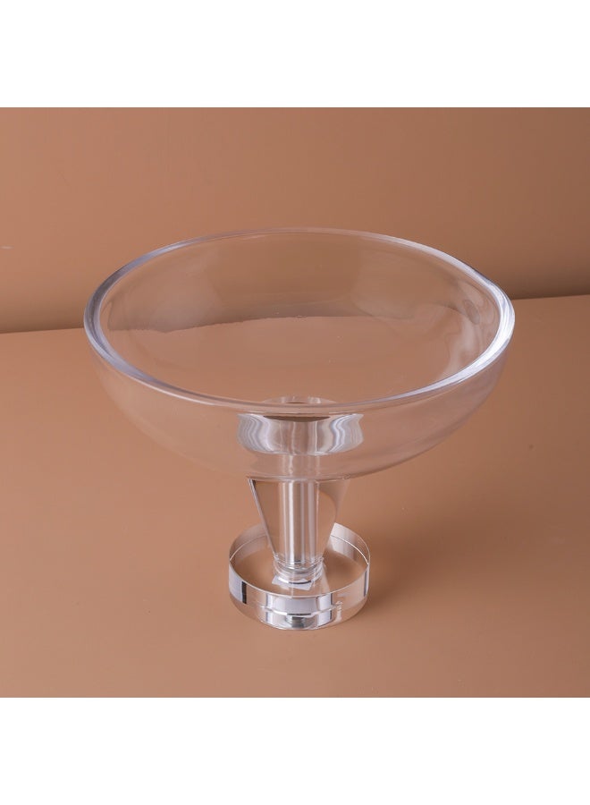 AWANI Glass Fruit Bowl with Pedestal – Ribbed Decorative Bowl for Fruit, Salad & Desserts - Image 2