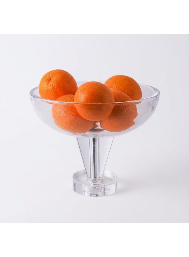 AWANI Glass Fruit Bowl with Pedestal – Ribbed Decorative Bowl for Fruit, Salad & Desserts - Image 1