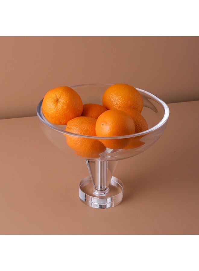 AWANI Glass Fruit Bowl with Pedestal – Ribbed Decorative Bowl for Fruit, Salad & Desserts - Image 3