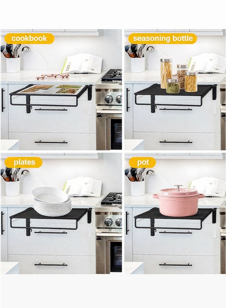 Foldable countertop storage rack cabinet door kitchen hanging table board home multifunctional auxiliary table partition black - Image 1