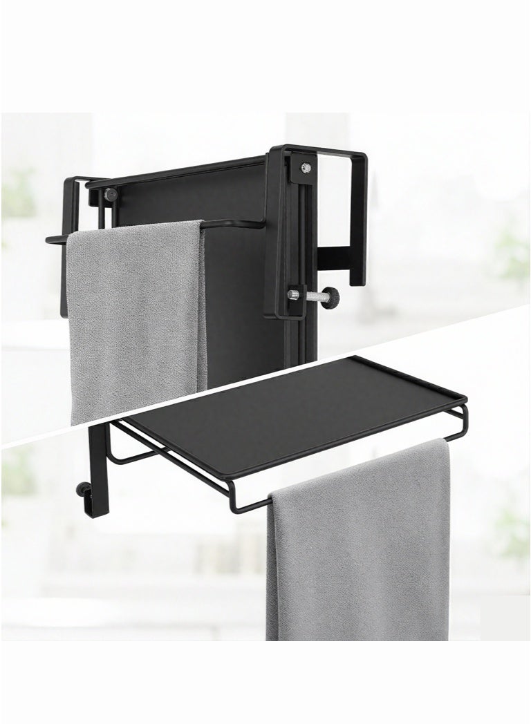 Foldable countertop storage rack cabinet door kitchen hanging table board home multifunctional auxiliary table partition black - Image 2