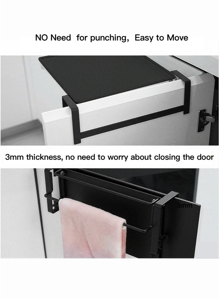 Foldable countertop storage rack cabinet door kitchen hanging table board home multifunctional auxiliary table partition black - Image 4