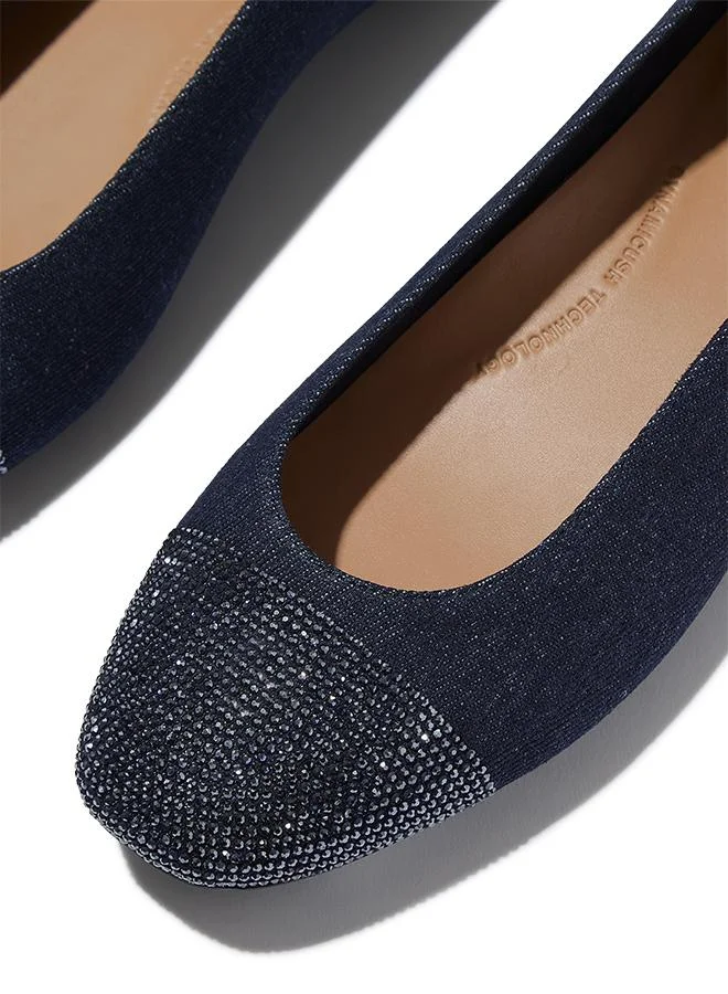 Fitflop DELICATO CRYSTAL CAP-TOE DENIM BALLET FLATS