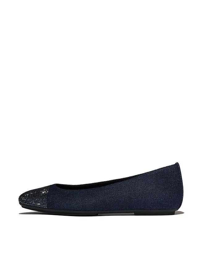 Fitflop DELICATO CRYSTAL CAP-TOE DENIM BALLET FLATS