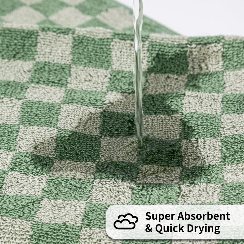 CinGiiCo Checkered Bath Towels Set of 3, 100% Cotton Bath Towels Large, 600GSM, 55 * 28 in, Luxury Shower Towels for Bathroom, Soft Absorbent Quick-Dryï¼ˆOrange+Dark Green+Pinkï¼‰ - Image 3